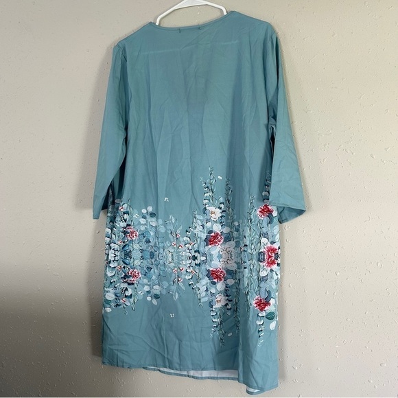 🦋JUST FASHION NOW NWT Blue Mid Sleeve Floral Mini Dress T-Shirt Dress Casual XL - Picture 3 of 5